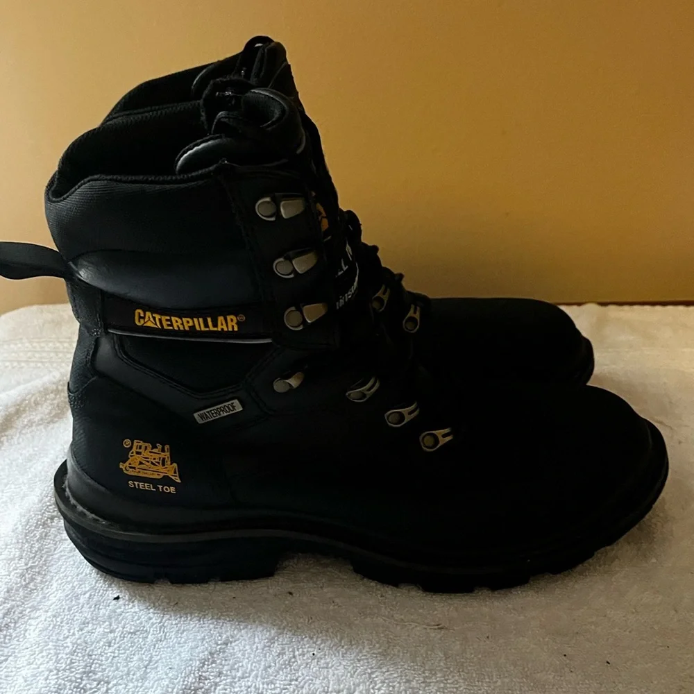 Caterpillar Black Waterproof Steel Toe Safety Shoes Sz 9.5